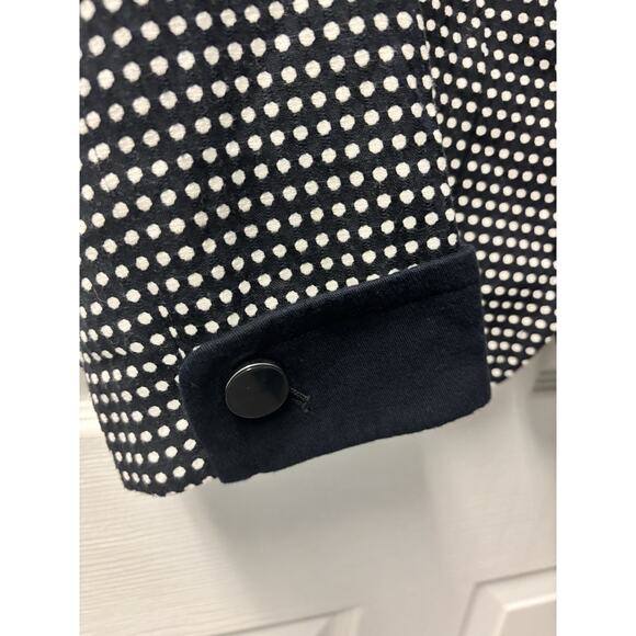 Talbots Navy-Blue Polka Dot Textured Blazer Preppy Career Jacket Womens 8 - Picture 3 of 5